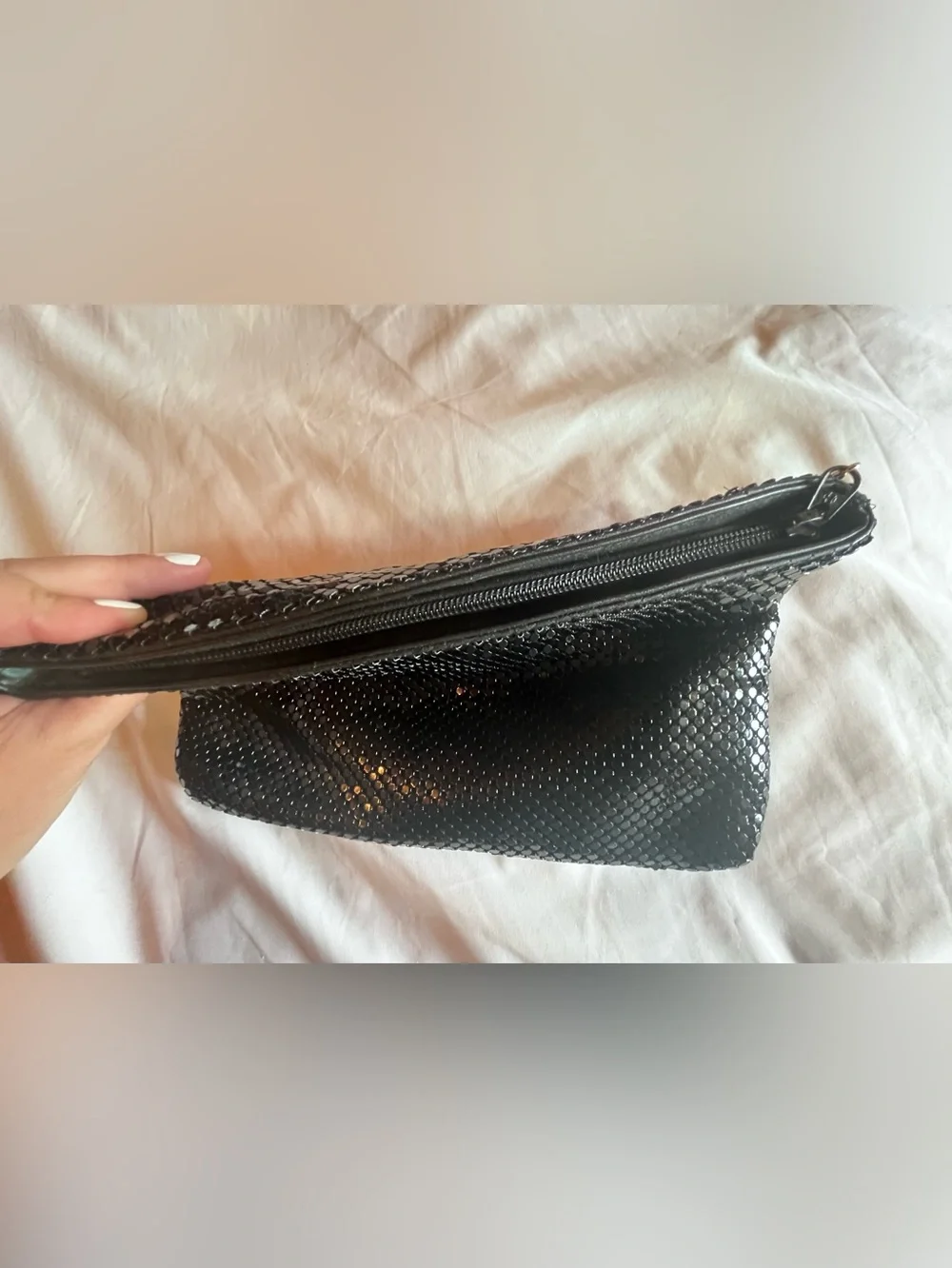 Vintage Whiting & Davis Black Mesh Wristlet Clutch